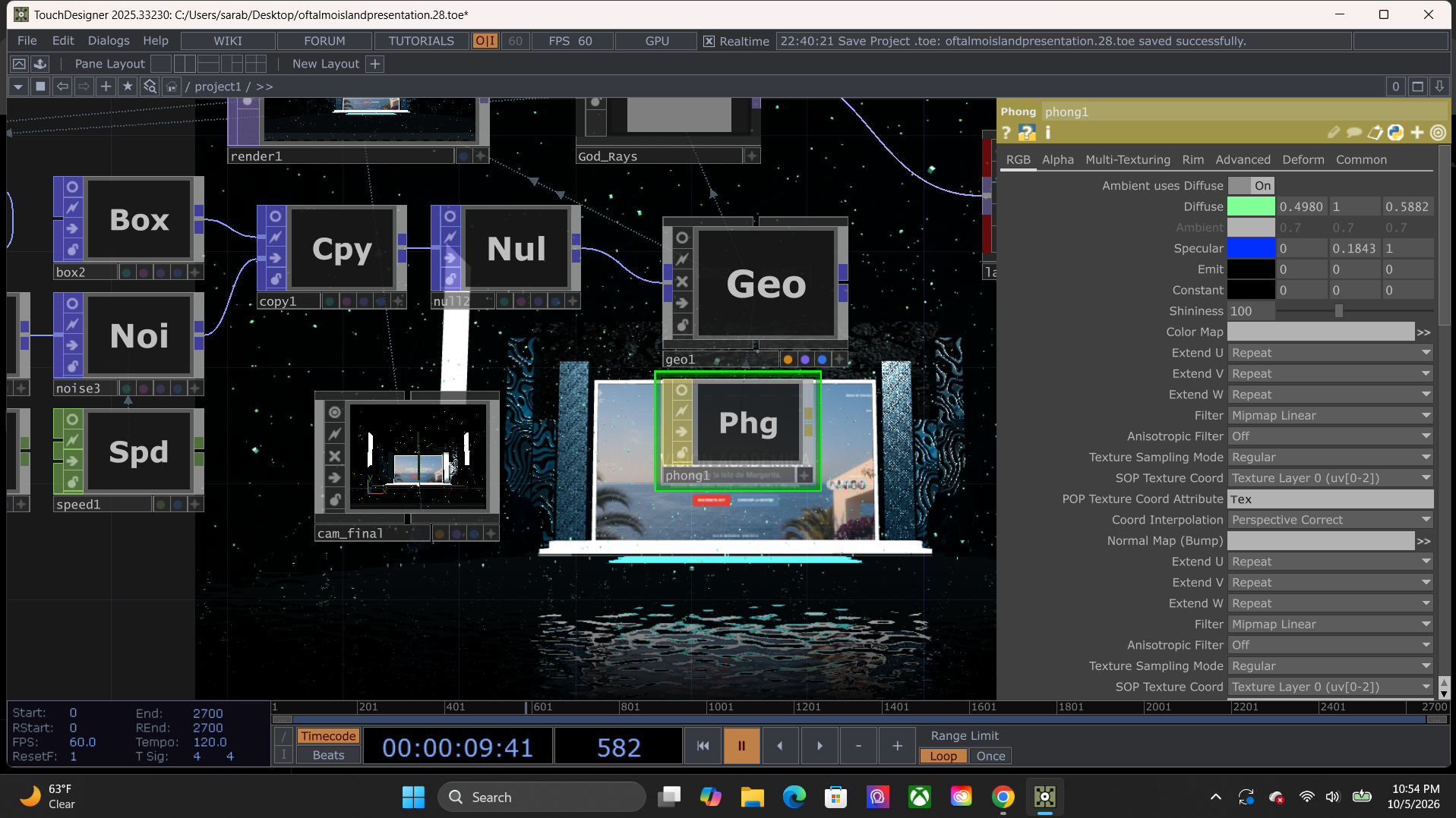 TouchDesigner scene study created around the Oftalmo Isla website