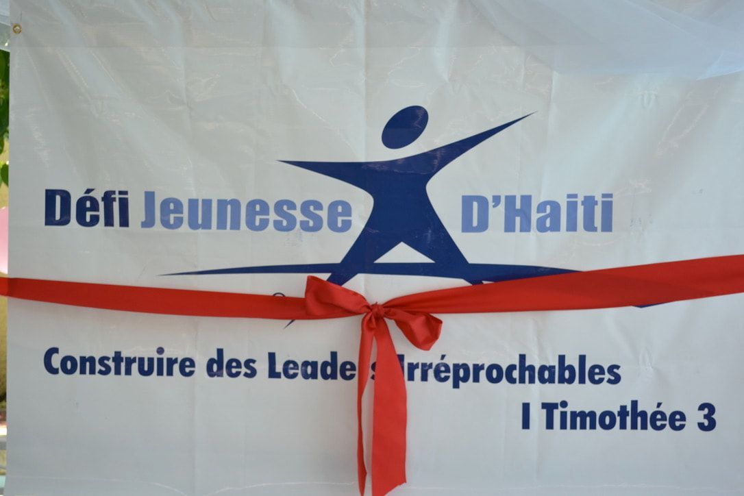 A banner with a blue logo,