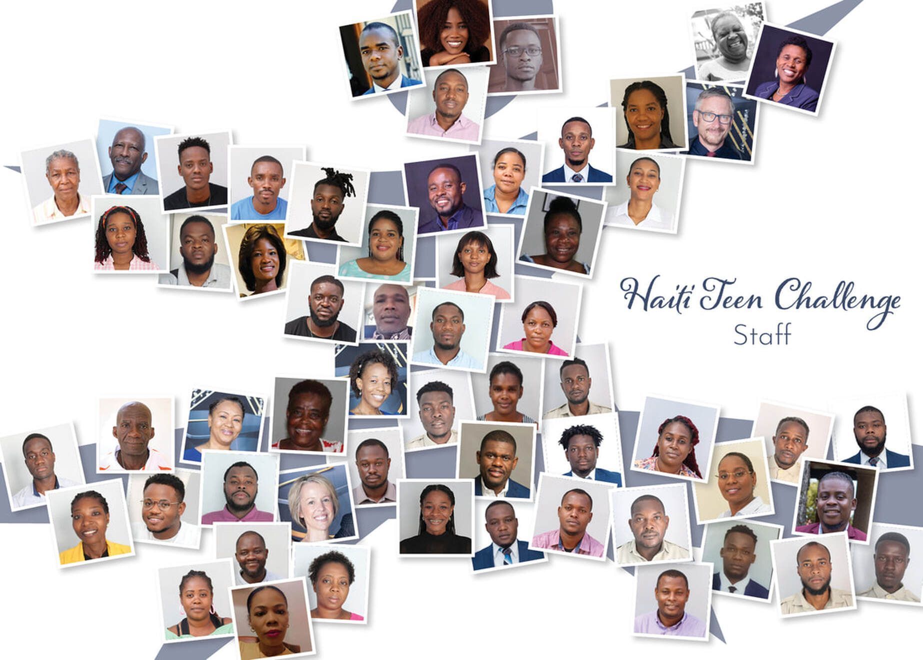 A collage of numerous individual portrait photos arranged against a white background with the text