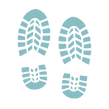 Two light blue boot-tread footprints side by side on a white background.