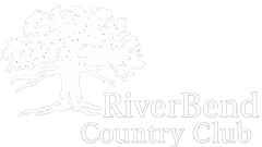 The logo for river bend country club has a tree on it.