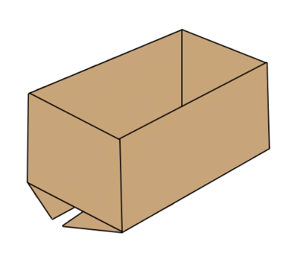 A drawing of a cardboard box on a white background