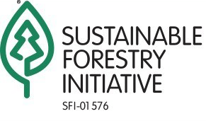 The logo for the sustainable forestry initiative is a green leaf with a tree on it.