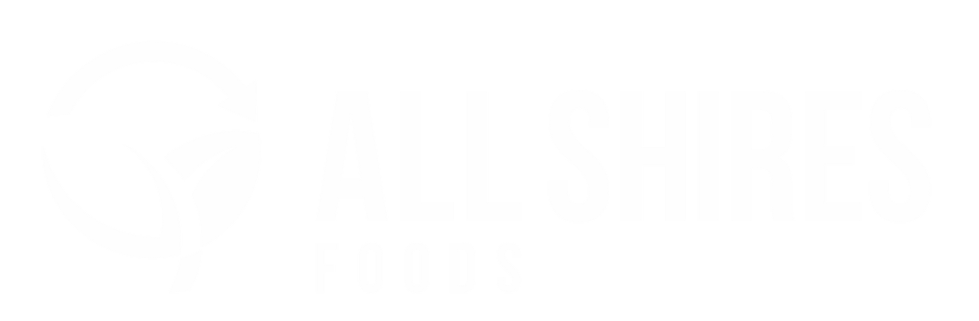 White logo for All Shires featuring a stylized, circular gear icon next to the company name.