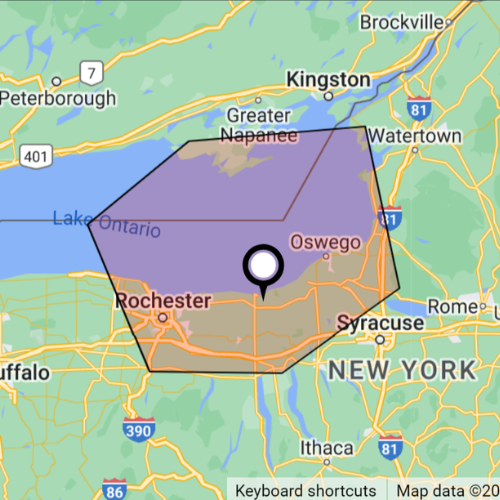 A map of the state of new york showing the location of oswego.