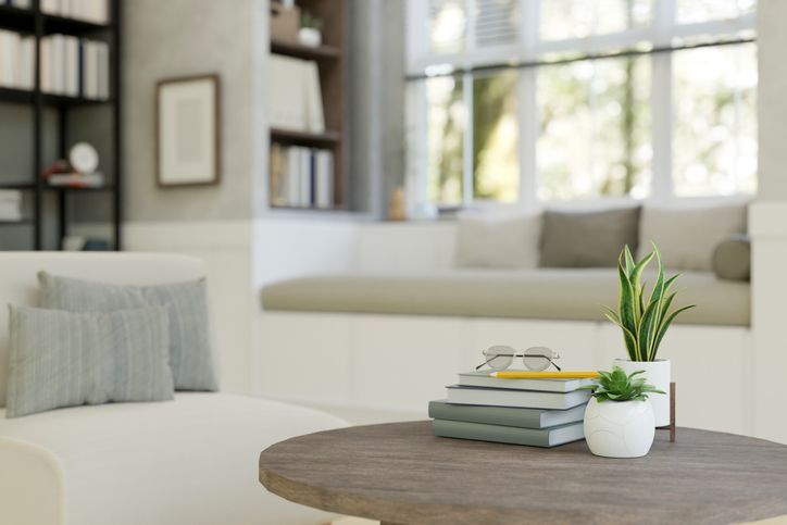 living room with table