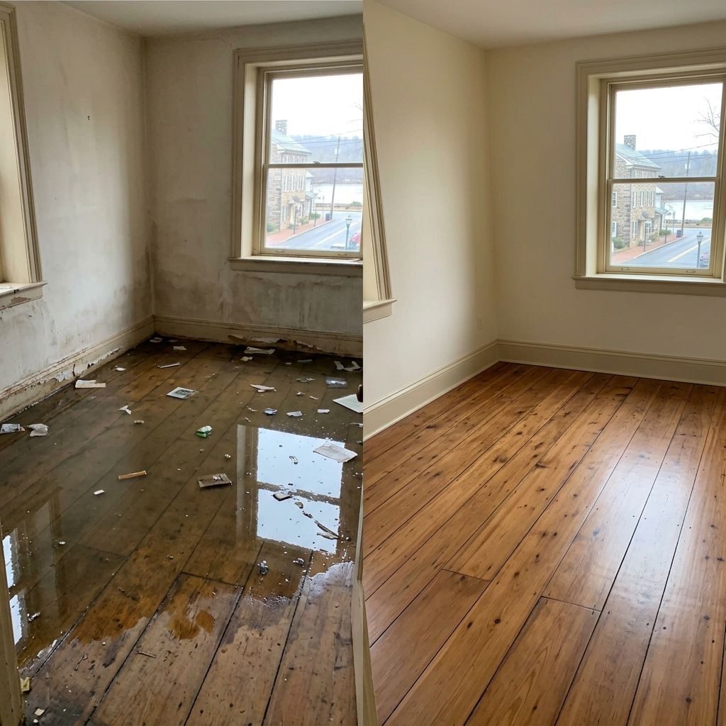 Before and after flood restoration New Hope PA Before and after flood restoration New Hope PA