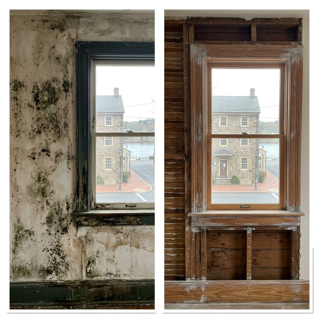 Before and after mold remediation New Hope PA