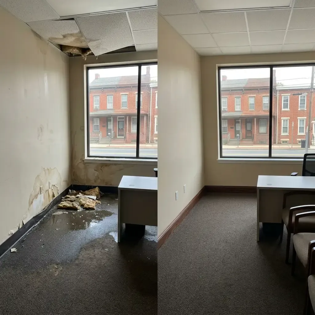 Before and after water damage restoration Burlington NJ