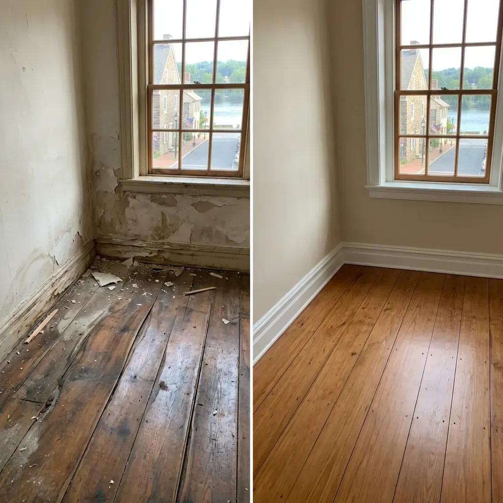 Before and after water damage restoration New Hope PA Before and after water damage restoration New Hope PA