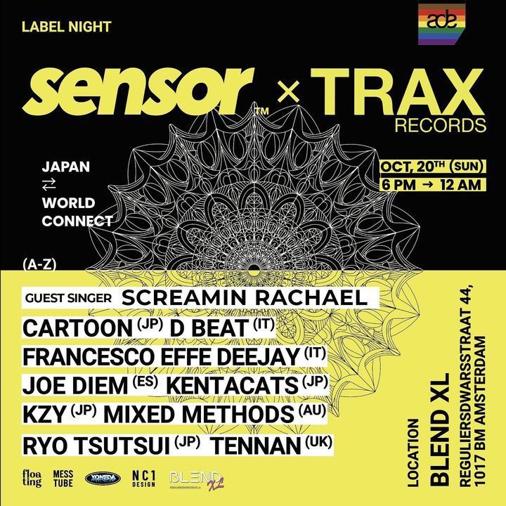 A poster for a sensor x trax records label night