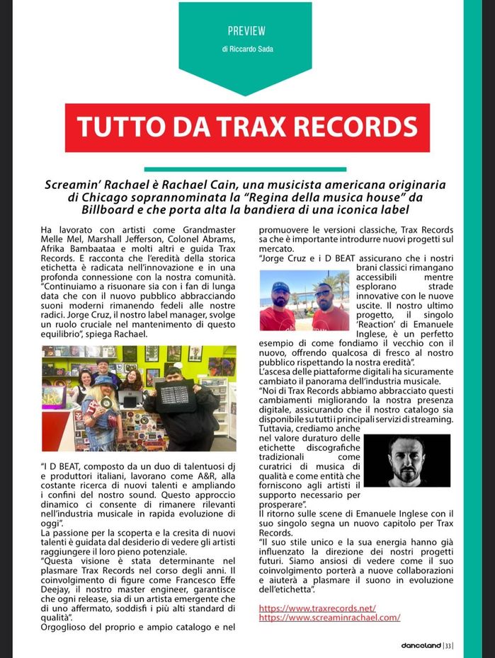 A newspaper article about tutto da trax records