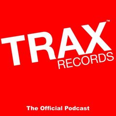 A trax records logo on a red background