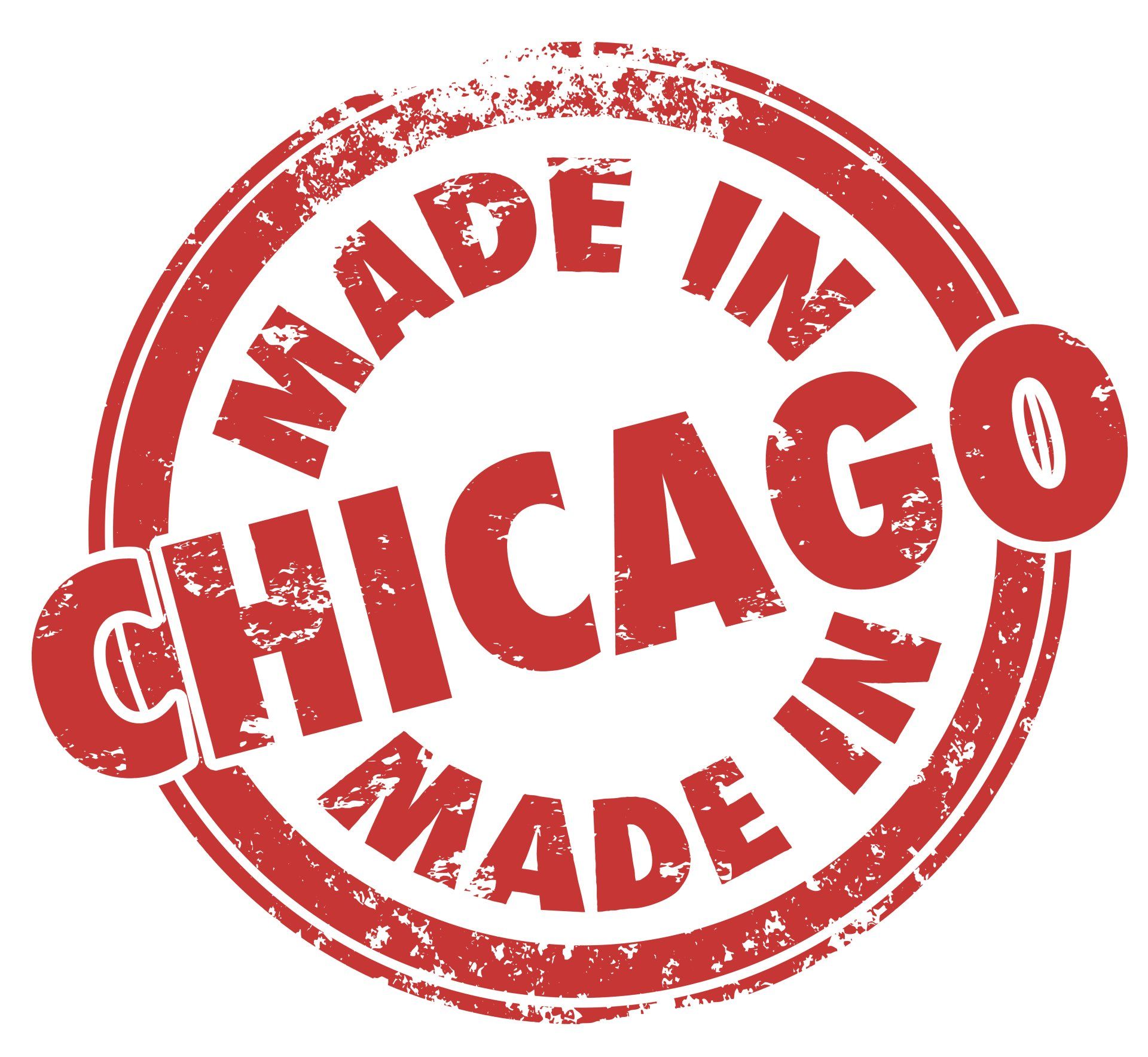 A red stamp that says made in chicago