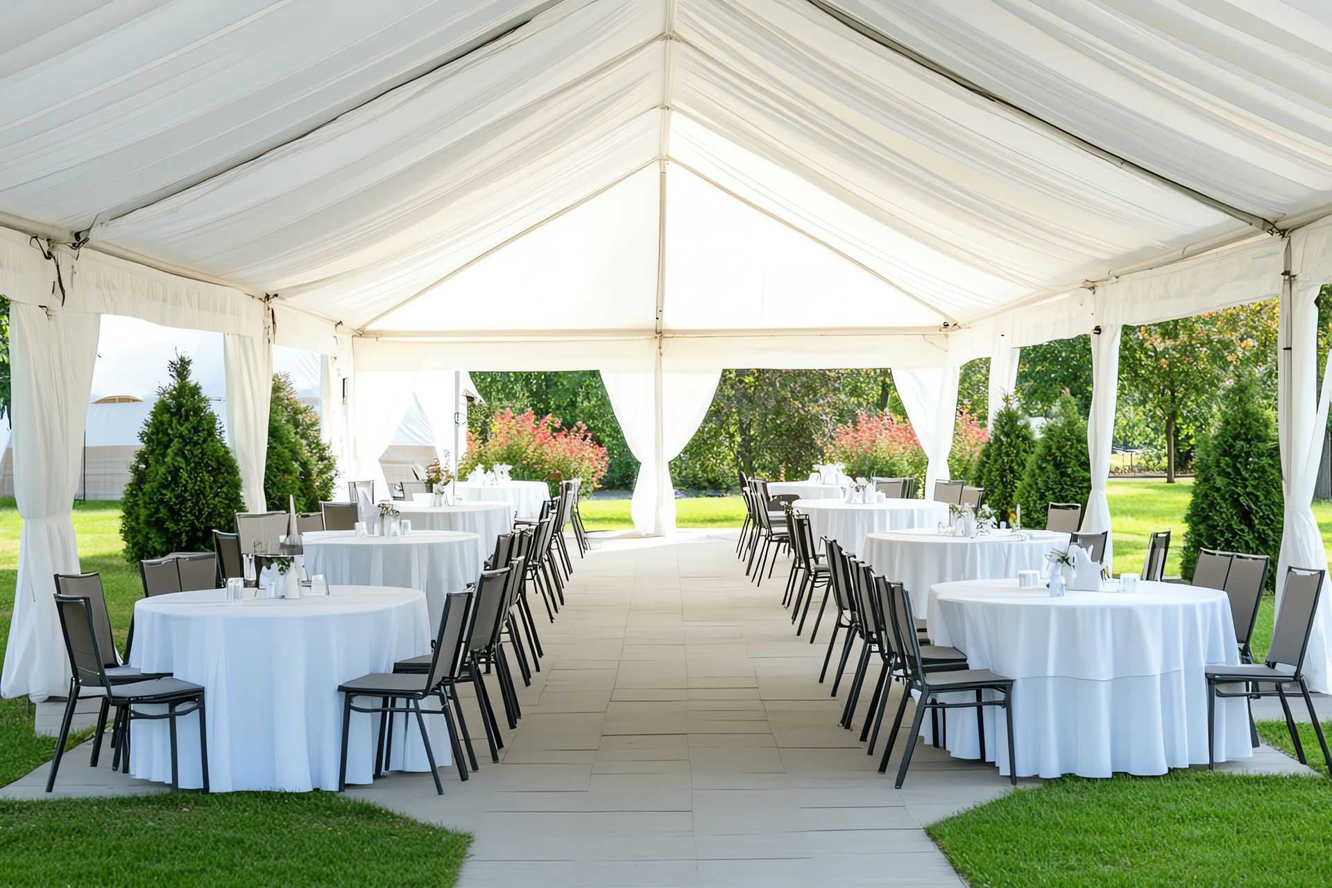 Authentic lifestyle concept Elegant outdoor event setup under a tent. natural candid visual scene for modern advertising campaign diverse