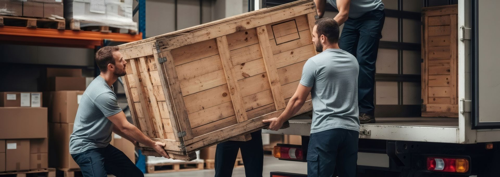 Movers loading boxes into a truck for a military PCS relocation