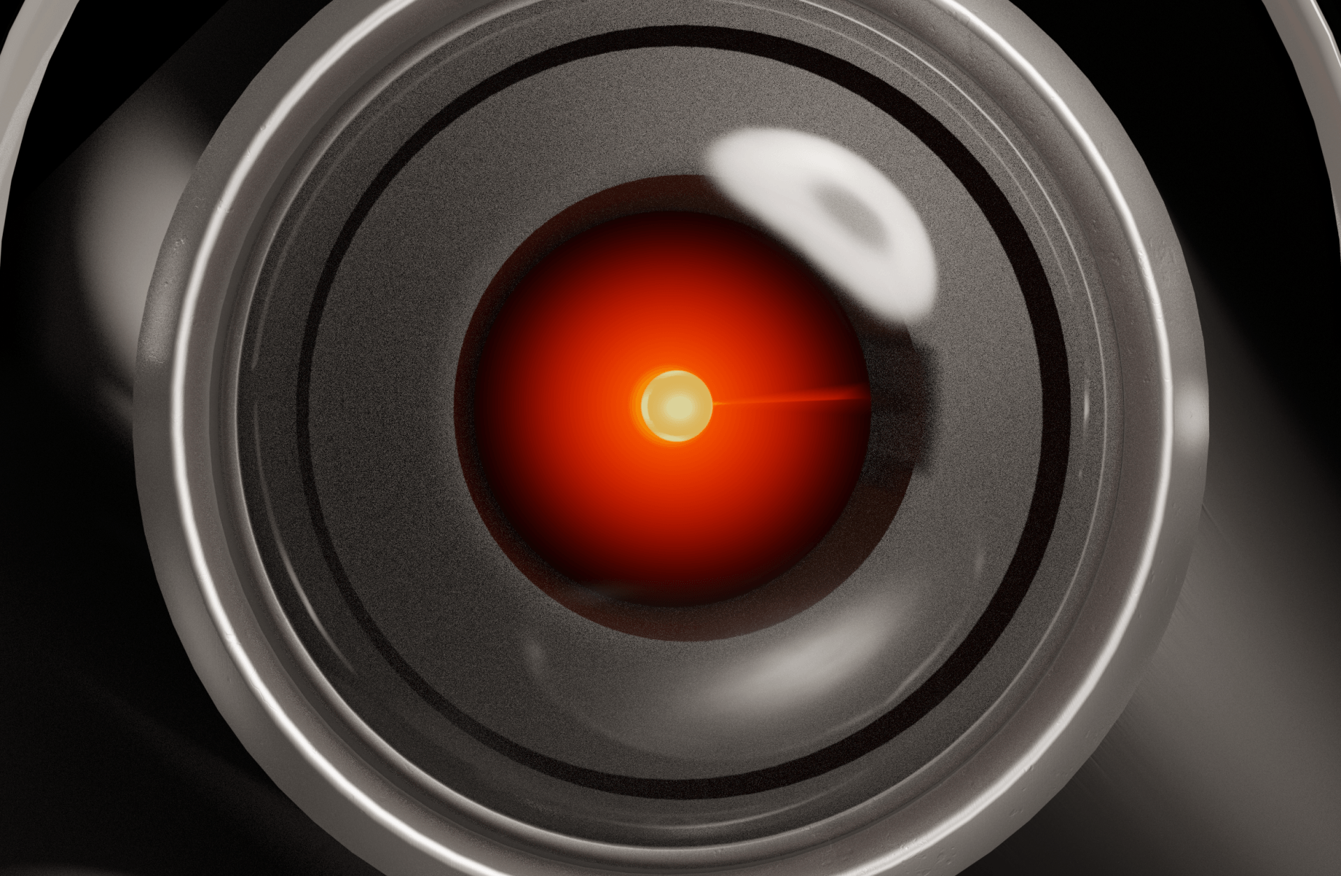A close up of a camera lens with a red center