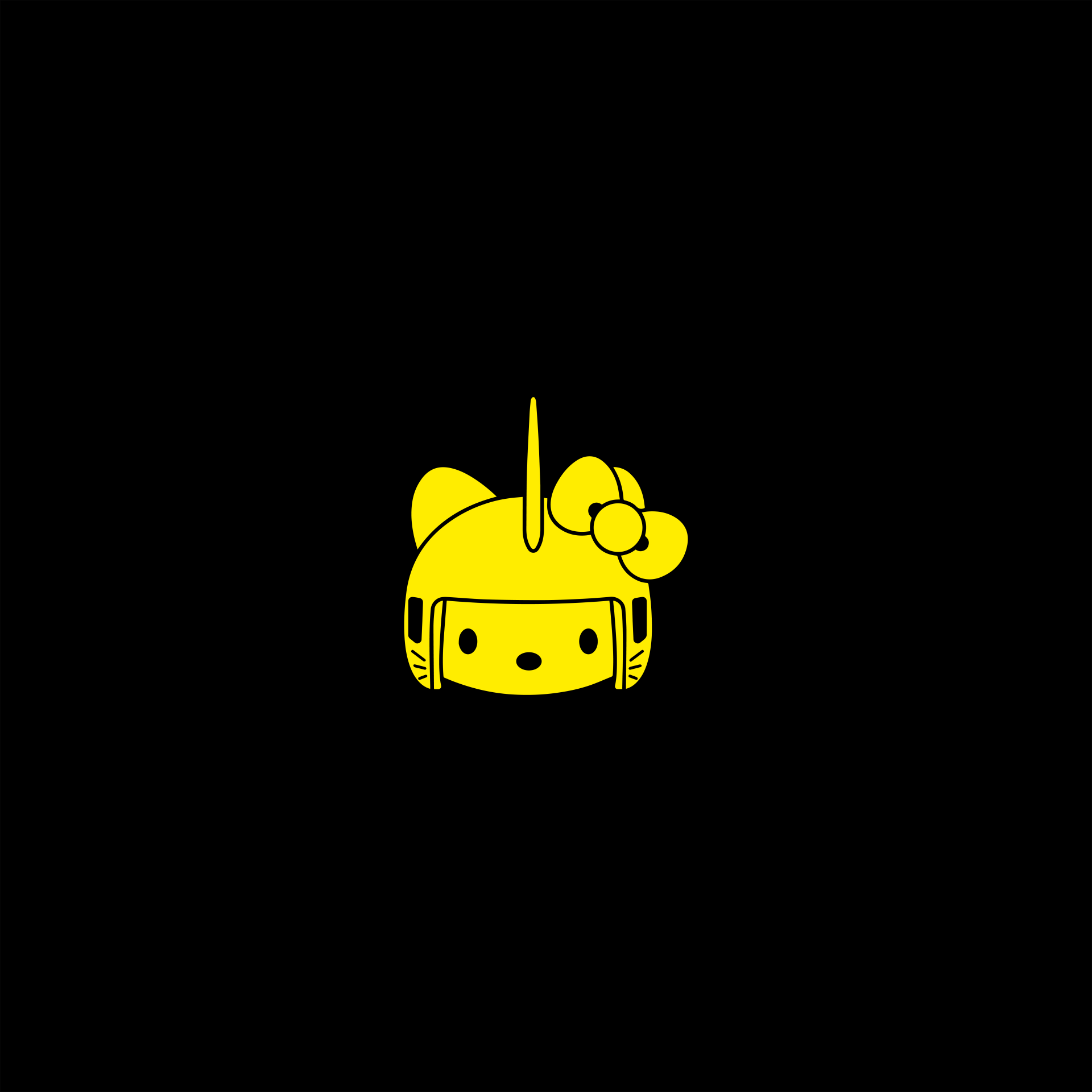 Yellow cat robot on black background