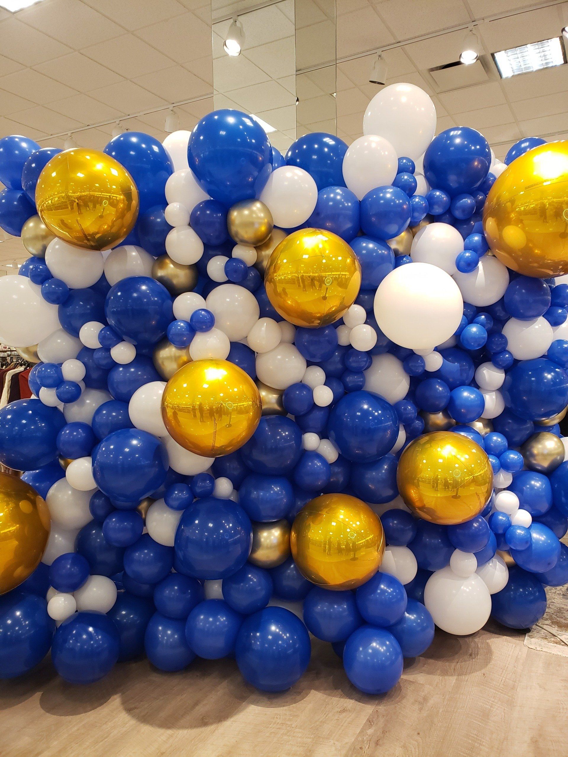 White, gold and blue organic garland 