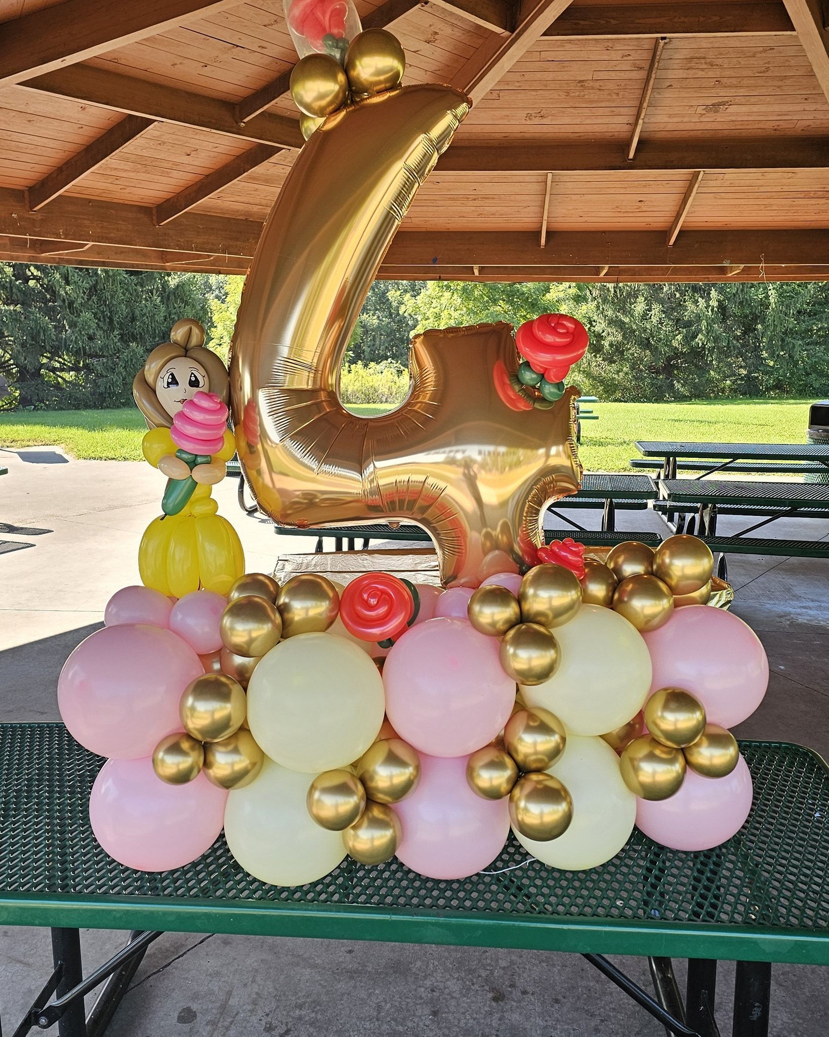 belle, beauty and the beast theme celebration balloon marquee. fun for birthdays! 