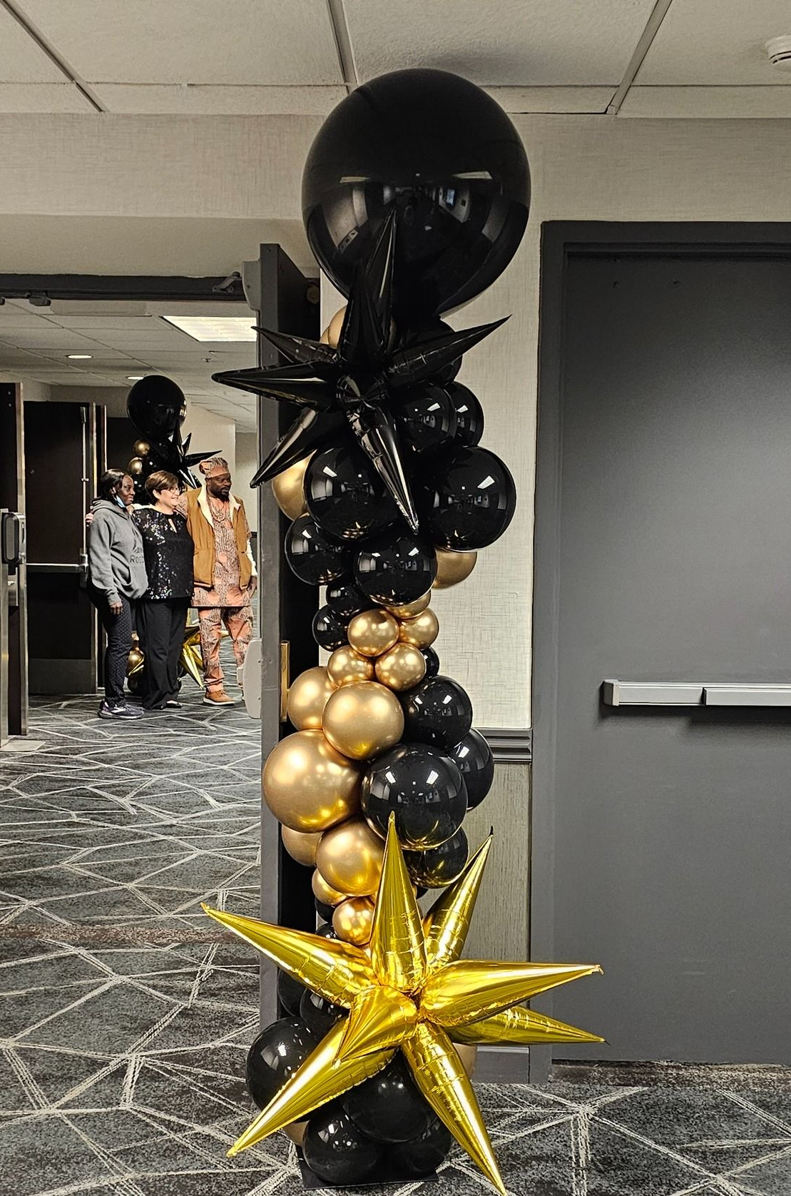 Fancy starburst theme. Foil starbursts with unique column style. Gold and Black colors. 