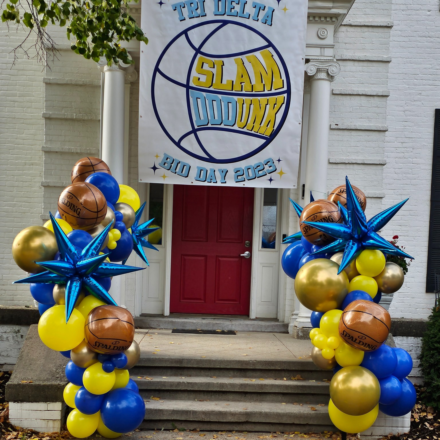 Basketbal Deluxe
2-8ft organic garland with foil basketballs and starbursts.