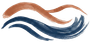 Desenho de ondas com pinceladas em tons de marrom e azul.