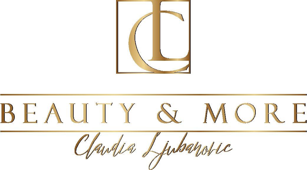 Ein Logo für einen Schönheitssalon mit einem goldenen Buchstaben „T“ auf weißem Hintergrund.