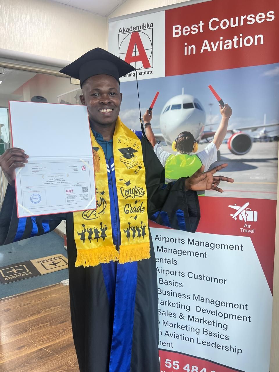 Aviation graduates receiving certificates at Akademikka Training Institute Dubai
