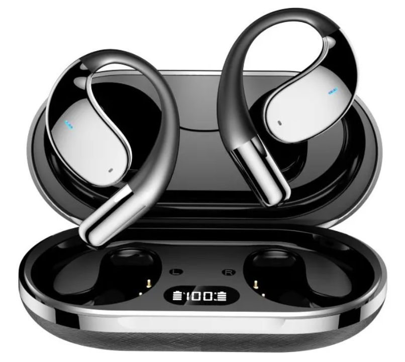 Auriculares inalámbricos blancos y estuche de carga.