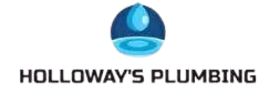 Holloway&rsquo;s Plumbing logo with a blue water droplet icon above the text