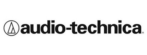 The logo for audio technica is on a white background.
