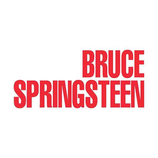 A red logo for bruce springsteen on a white background