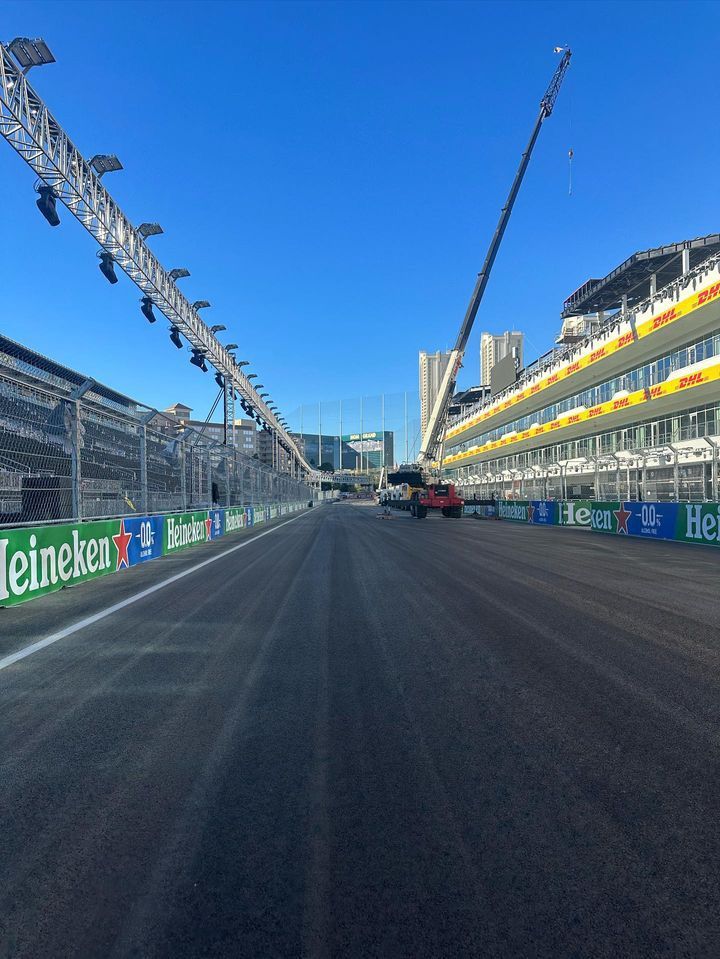 A race track with heineken signs on the side