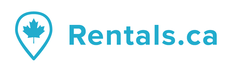 The logo for rentals.ca has a maple leaf on it.