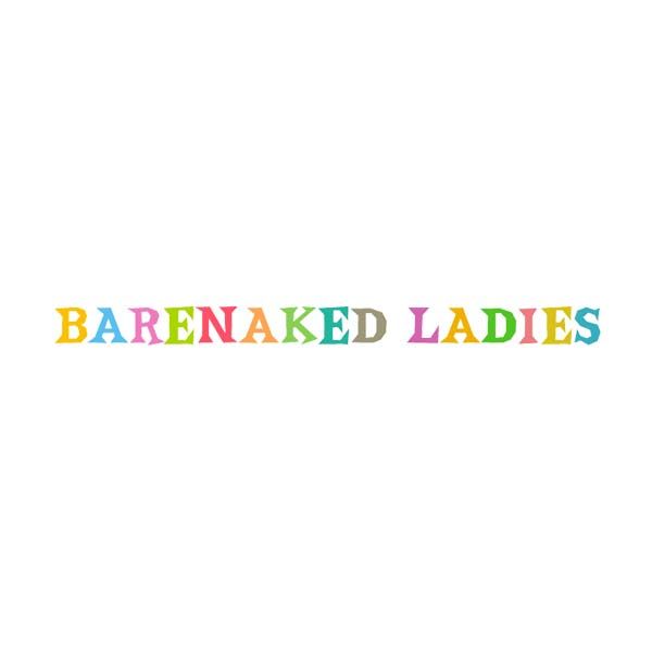 A logo for barenaked ladies with colorful letters on a white background