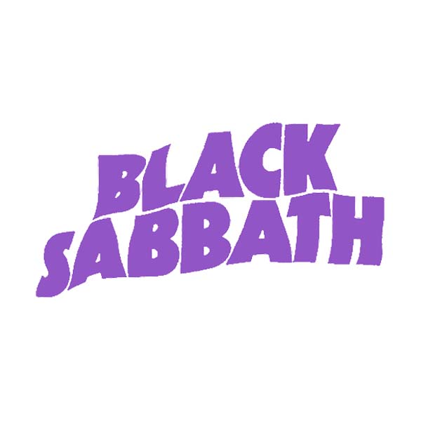 A purple black sabbath logo on a white background