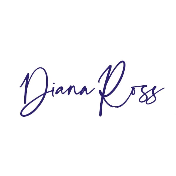 Diana Ross signature in dark blue script.