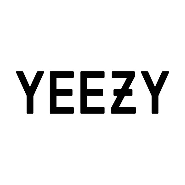 A black and white logo for yeezy on a white background.