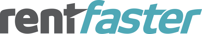 A logo for rent faster is shown on a white background.