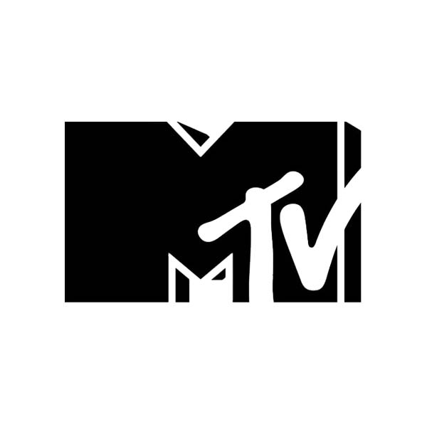 Black and white MTV logo with overlapping 