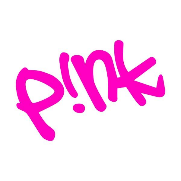The word pink is written in pink on a white background