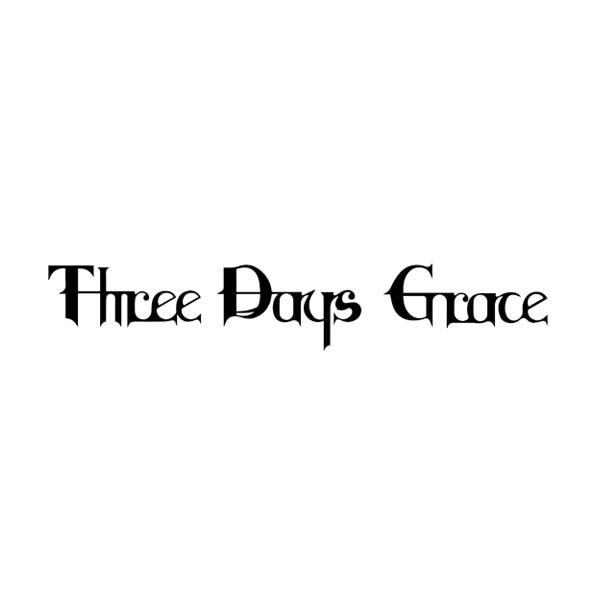 Three Days Grace band logo in black gothic font.