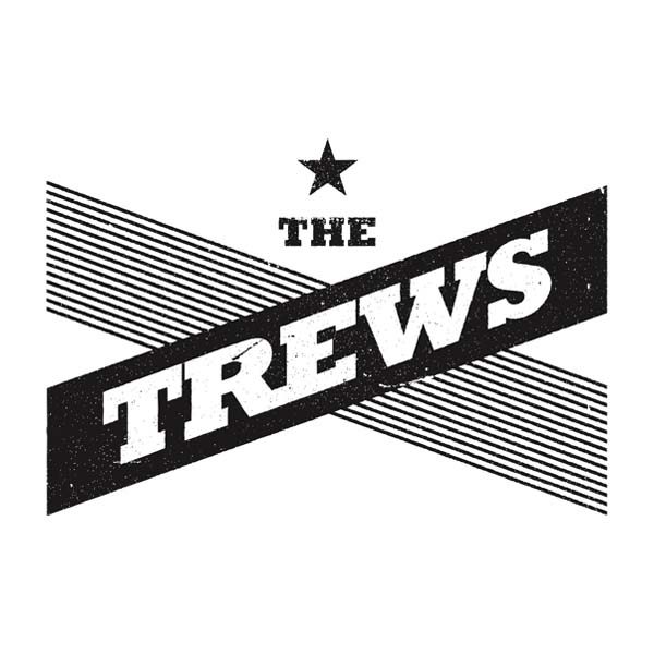 The Trews band logo with white text on a black cross and a star above it.