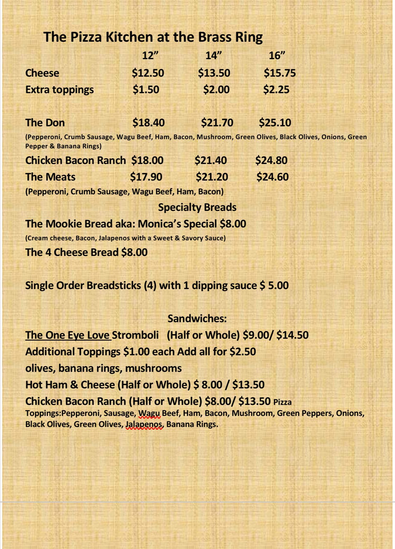 Bar Food and Drink Specials The Brass Ring