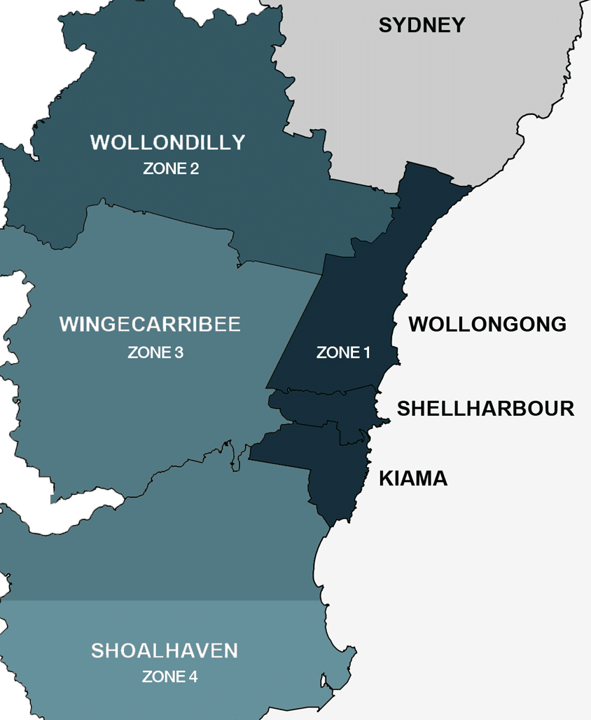 A Map of New South Wales Showing Sydney and Wollondilly — Evolution Building Group Dapto, NSW