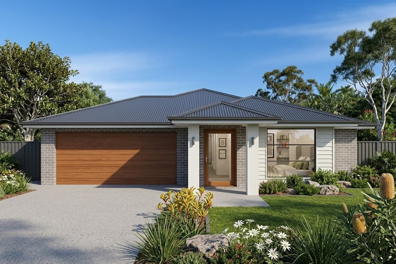 An Artist's Impression of A House with A Large Garage and A Large Window — Evolution Building Group Dapto, NSW