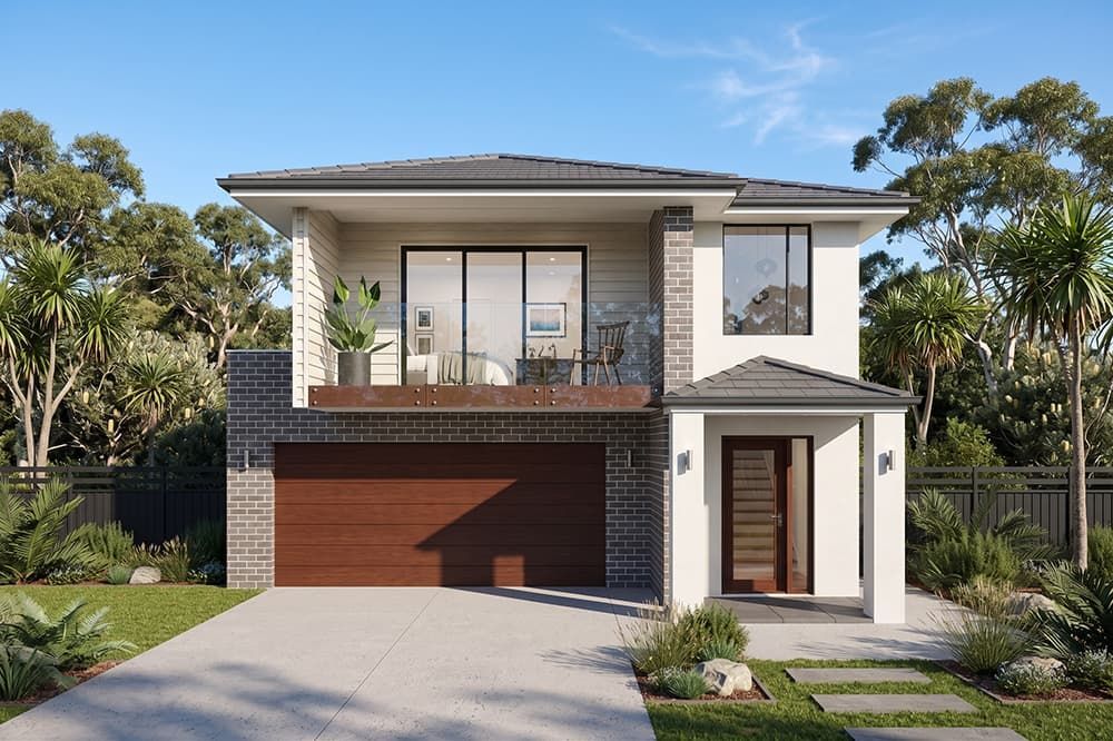 A Modern House with A Double Garage and A Balcony — Evolution Building Group Dapto, NSW