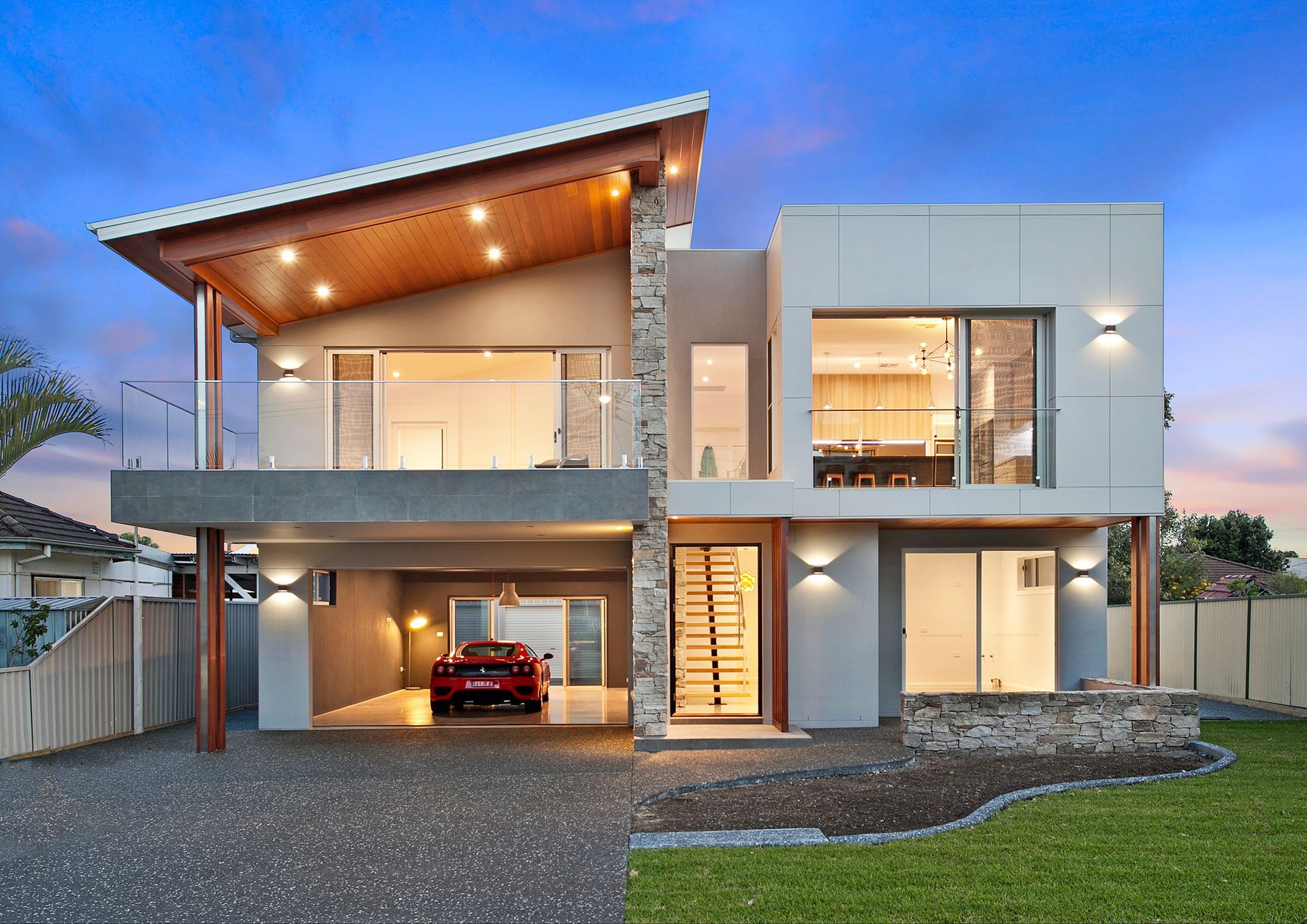 Modern Two-Story Grey House with Rectangular Windows — Evolution Building Group Dapto, NSW