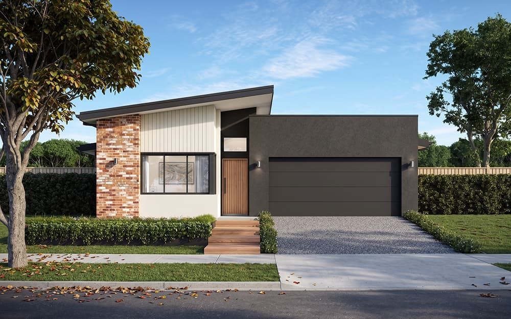 An Artist's Impression of A House with A Black Garage Door — Evolution Building Group Dapto, NSW